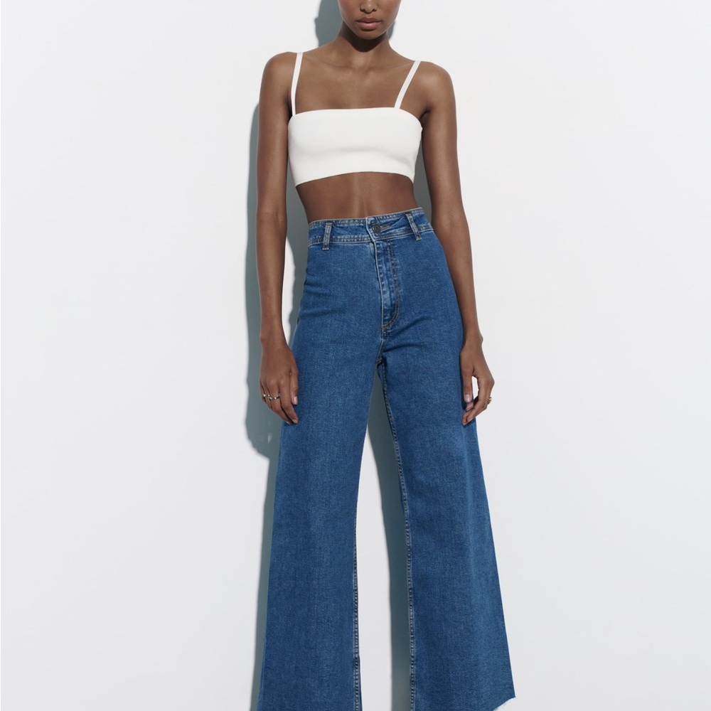 Zara Marine, Blue Flare Wide leg, high waisted Jeans